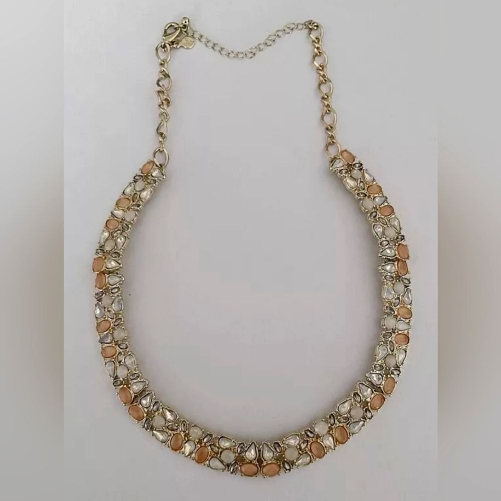 LOFT GOLD TONE CUT CRYSTAL YELLOW RESIN  15" NECKLACE NWOT